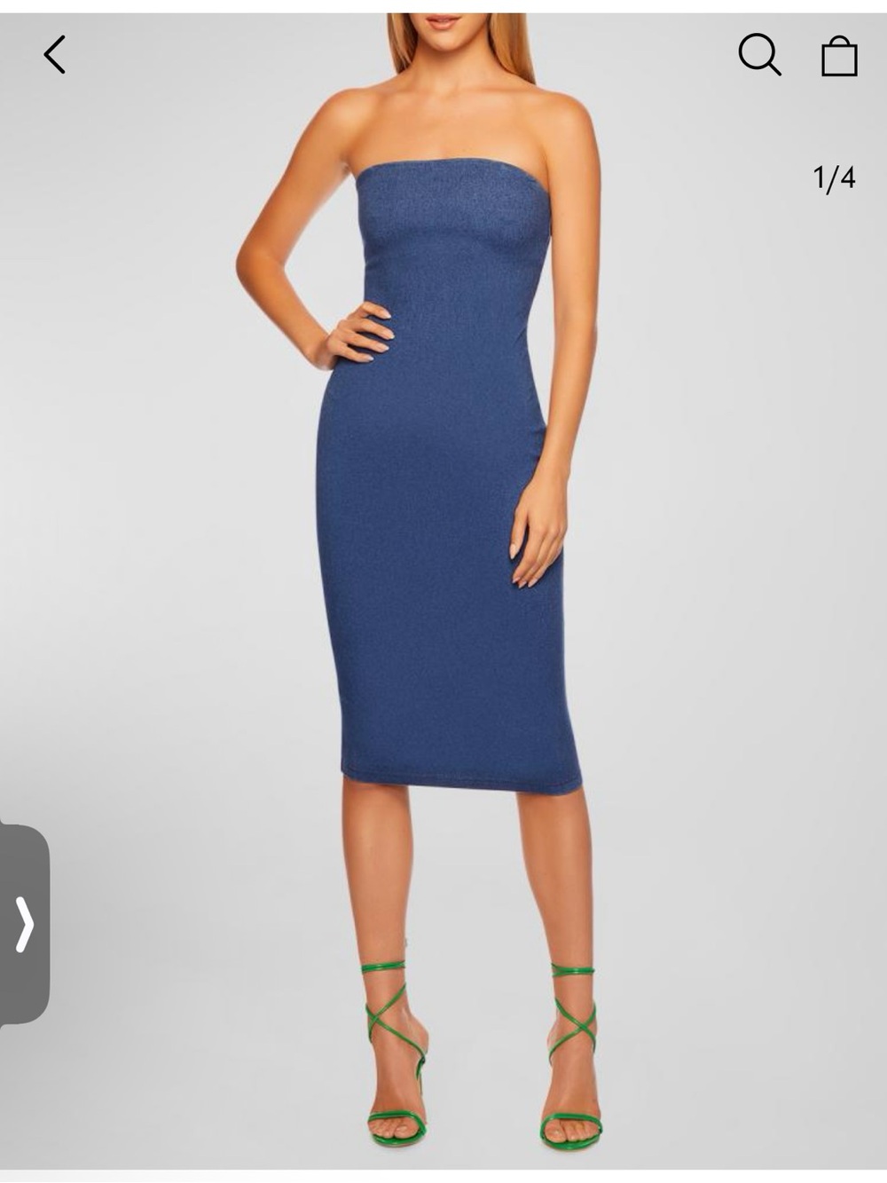 Susana Monaco Navy Blue Strapless Denim Tube Midi Skirt